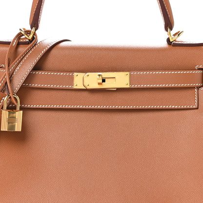 Hermes Madame Calfskin Kelly Retourne 28 Gold 8 of 11