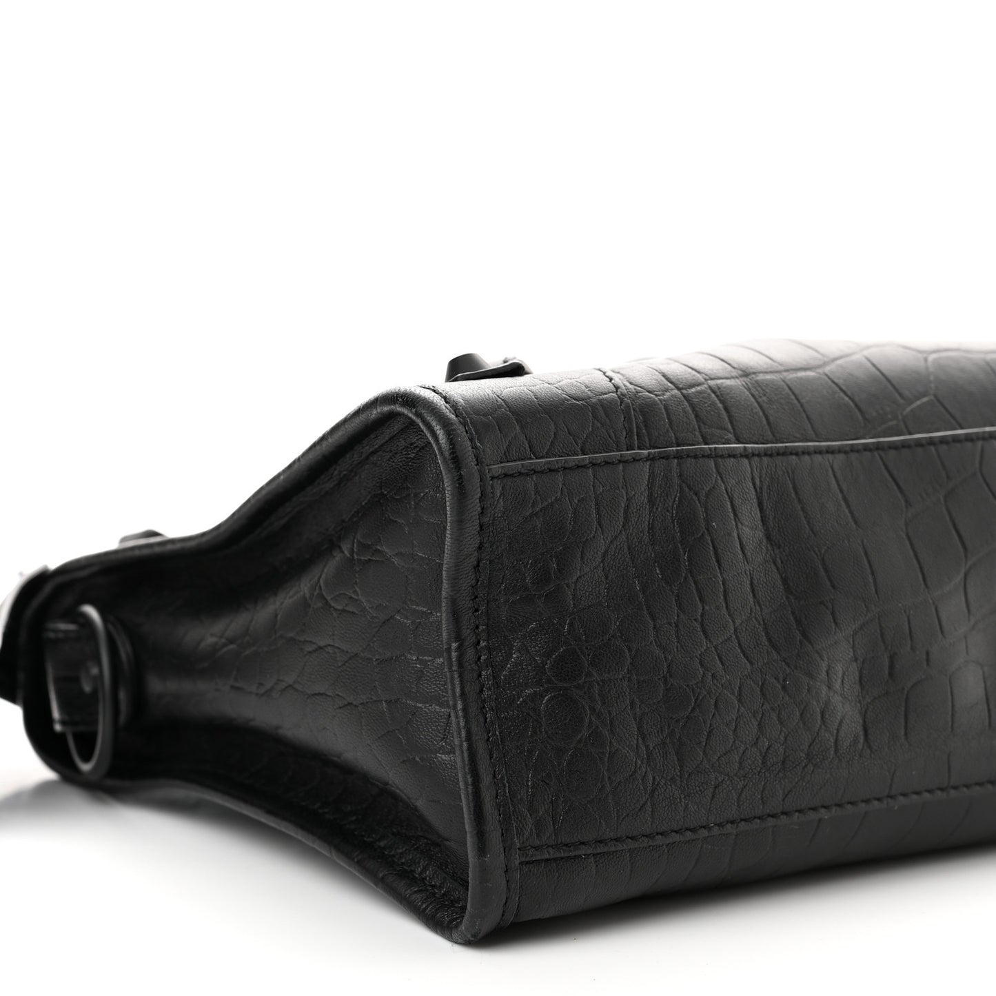 Matte Supple Lambskin Crocodile Embossed Classic Black Hardware S City Black
