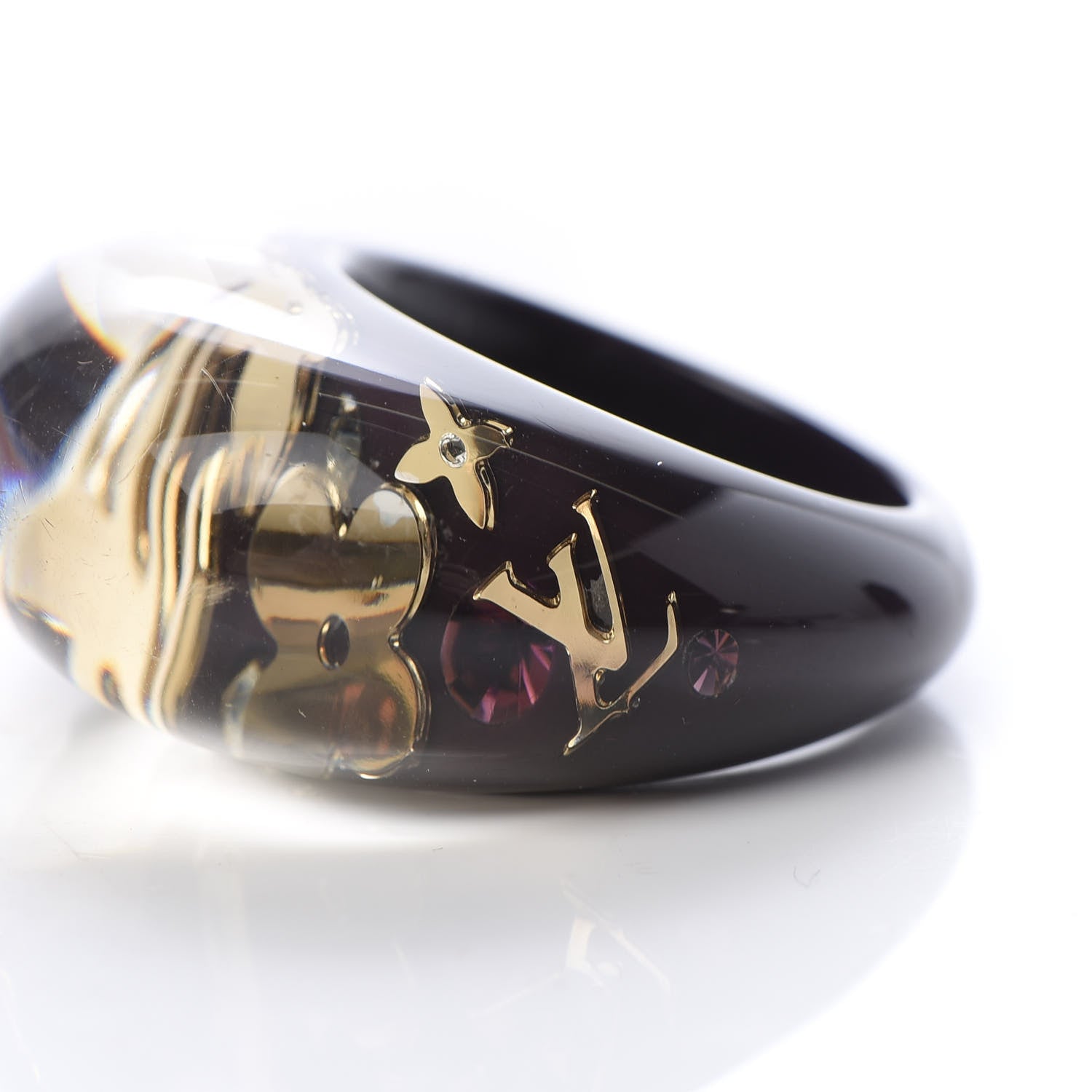 Louis Vuitton Resin Swarovski Crystal Inclusion Ring Amarante 5 of 6