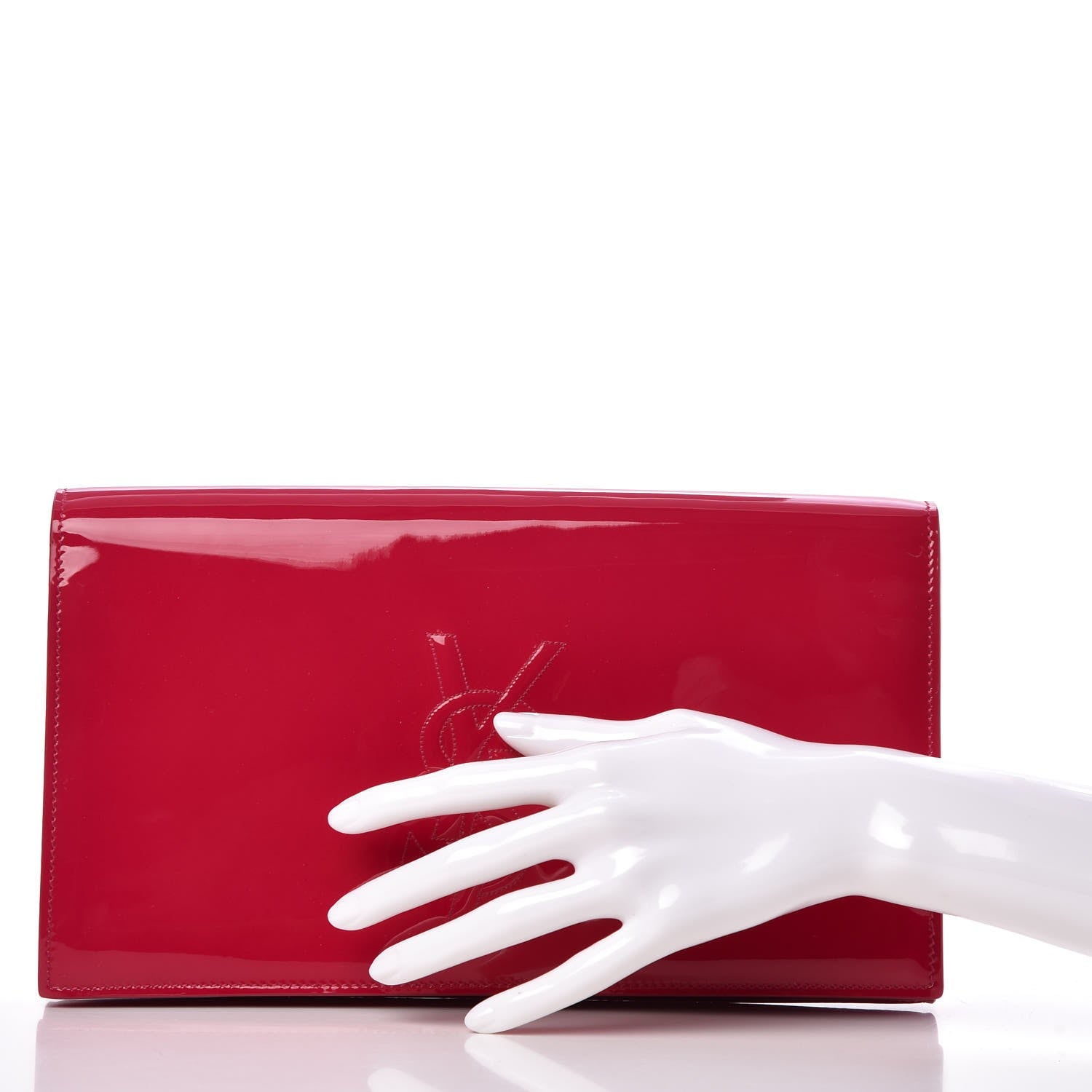 Saint Laurent Patent Monogram Large Belle De Jour Clutch Fuchsia 2 of 6