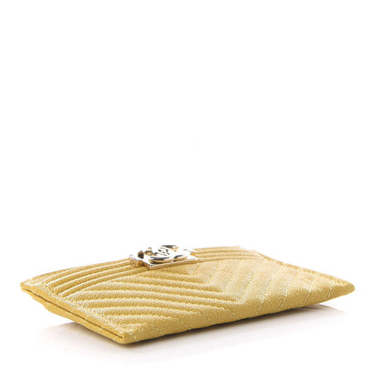 Chanel Caviar Chevron Quilted Boy Card Holder Yellow 3 of 9