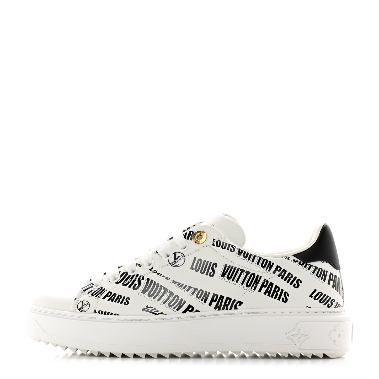 Calfskin Printed Time Out Trainer Sneakers 39 White