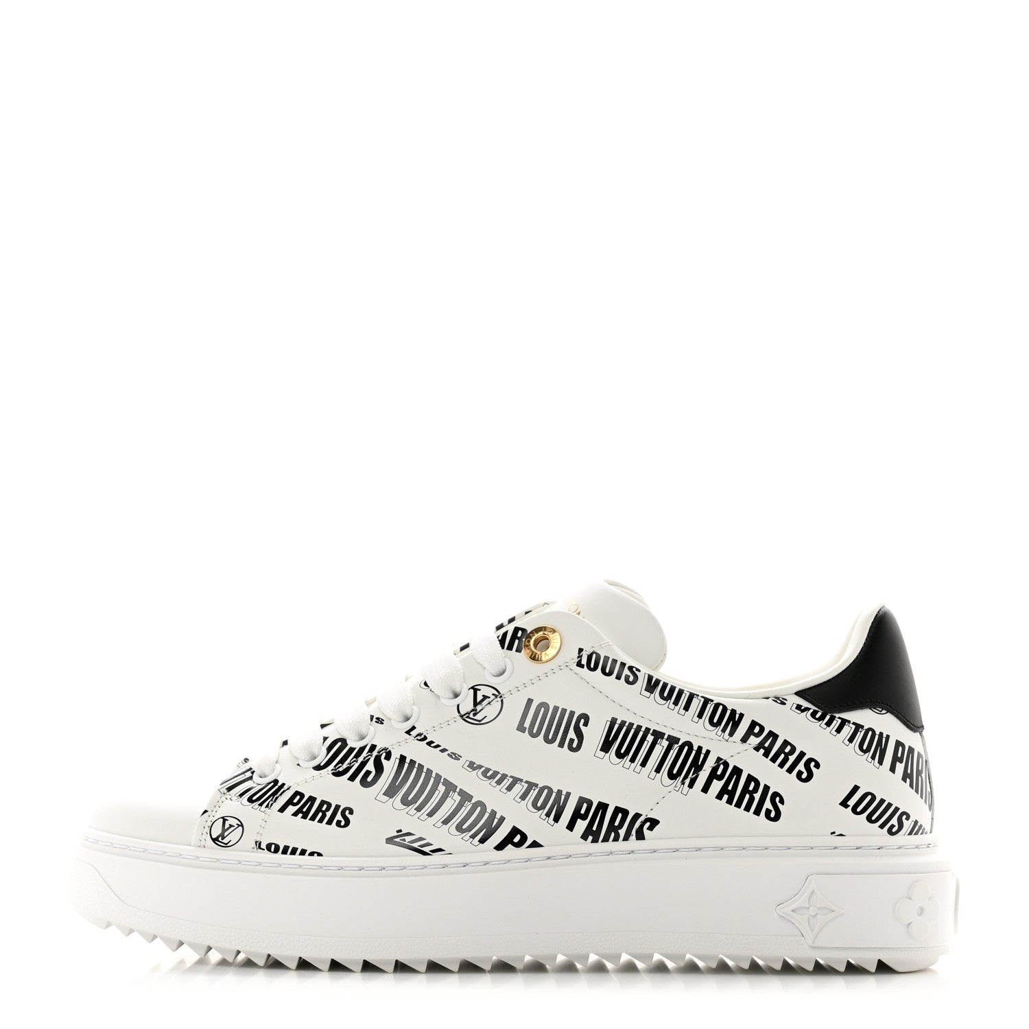 Louis Vuitton Calfskin Printed Time Out Trainer Sneakers 39 White 1 of 10