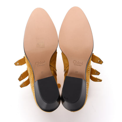 Chloe Suede Sheepskin Studded Susanna Ankle Boots 37 Luminous Ochre 6 of 10