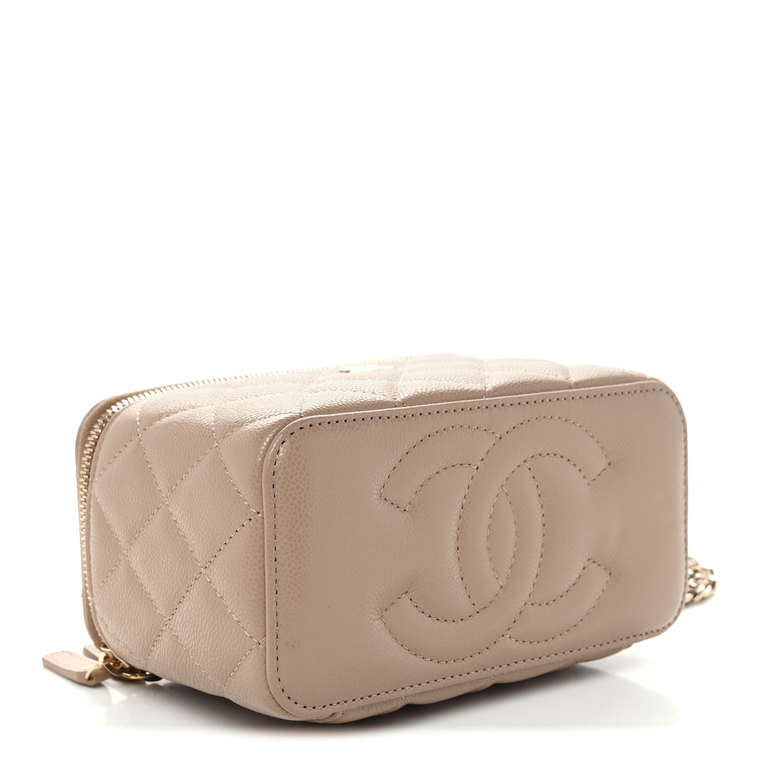 Chanel Caviar Quilted Small Vanity Case With Chain Dark Beige 4 of 11