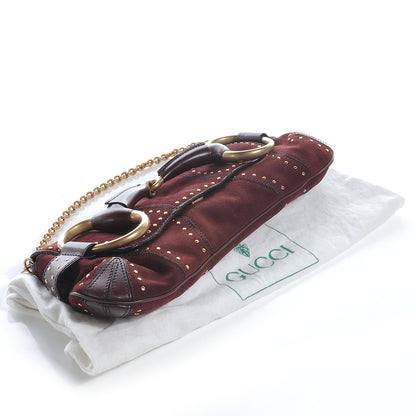 Gucci Suede Studded Horsebit Clutch Bag Burgundy 4 of 7