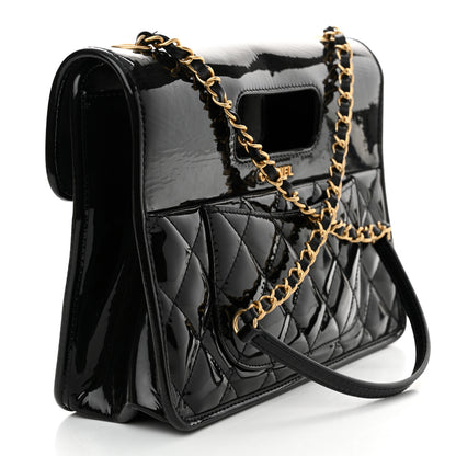 Chanel Patent Quilted Graphic Catch Flap Black 3 of 13