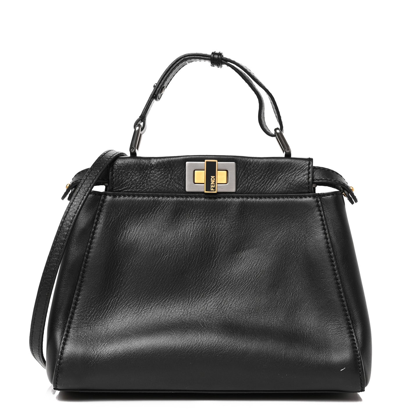 Vitello Saddle Mini Peekaboo Iconic Satchel Black