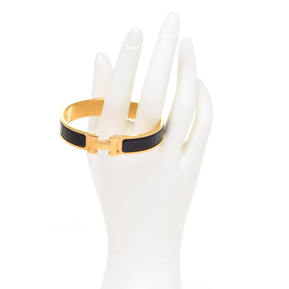 Hermes Enamel Narrow Clic Clac H Bracelet GM Black 2 of 7