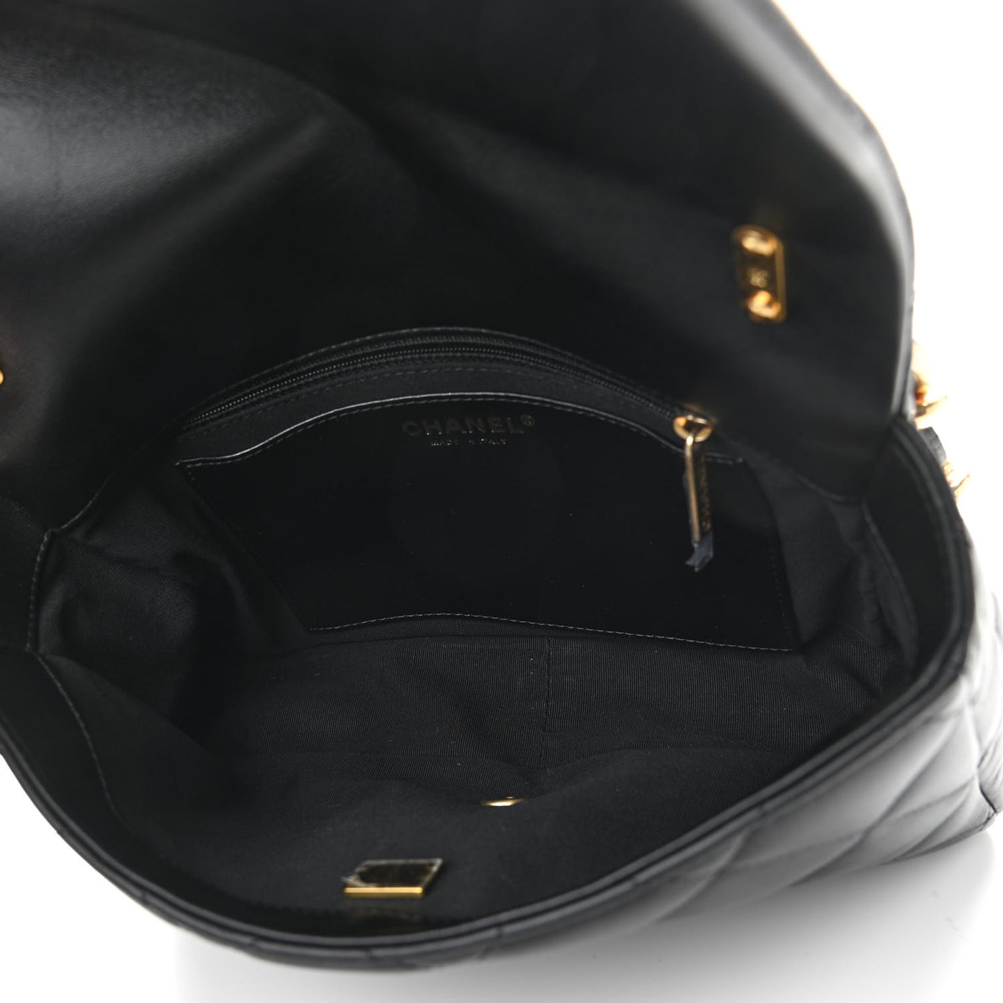 Lambskin Quilted Large CC Funky Town Flap Black