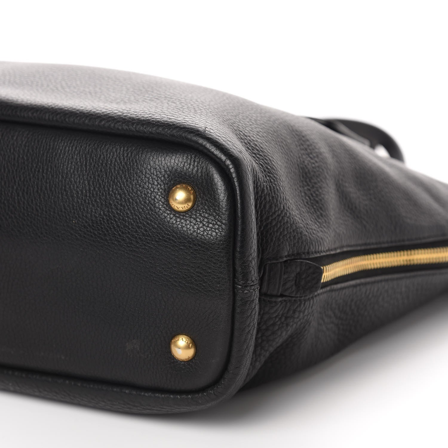 Prada Vitello Daino Side Zip Tote Black 7 of 15