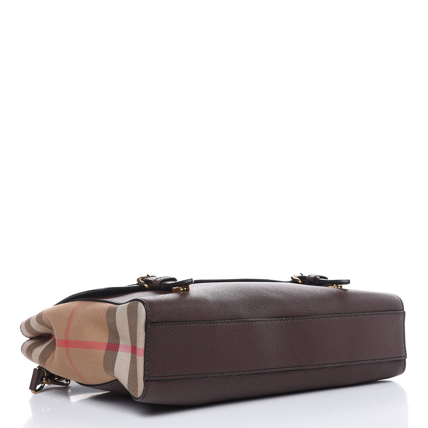 Burberry Grainy Calfskin House Check Ethan Satchel Oak Brown 4 of 12