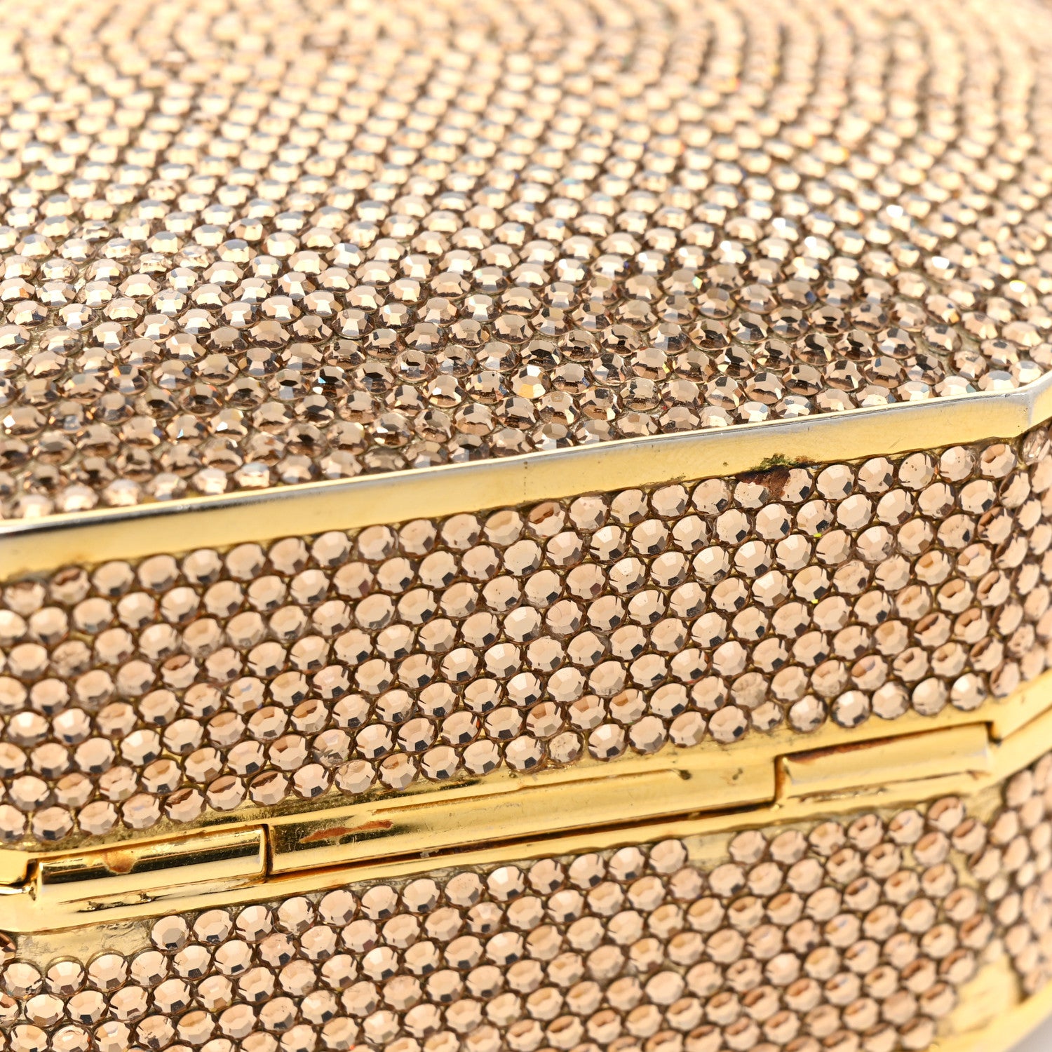 Judith Leiber Swarovski Crystal Minaudiere Clutch Gold 10 of 11