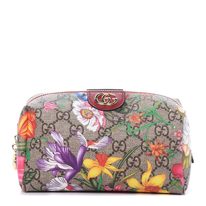 Gucci Soft GG Supreme Monogram Flora Calfskin Medium Ophidia Cosmetic Case Beige Ebony Multicolor Rosso 1 of 10