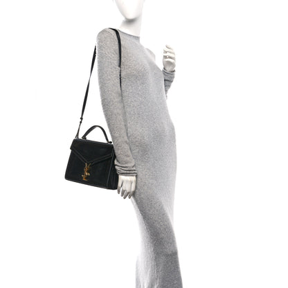 Saint Laurent Calfskin Crocodile Embossed Medium Classic Monogram Cassandra Top Handle Black 2 of 10