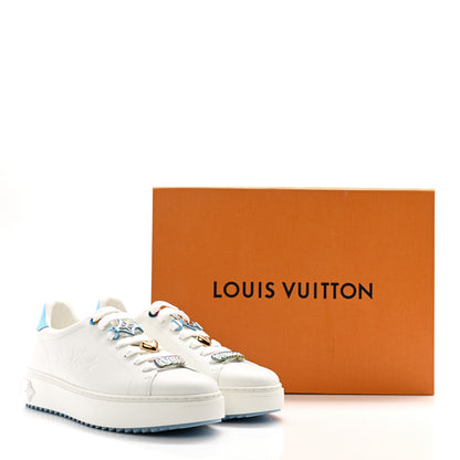 Louis Vuitton Lambskin Embossed Monogram Time Out Sneakers 41 White Blue 10 of 10