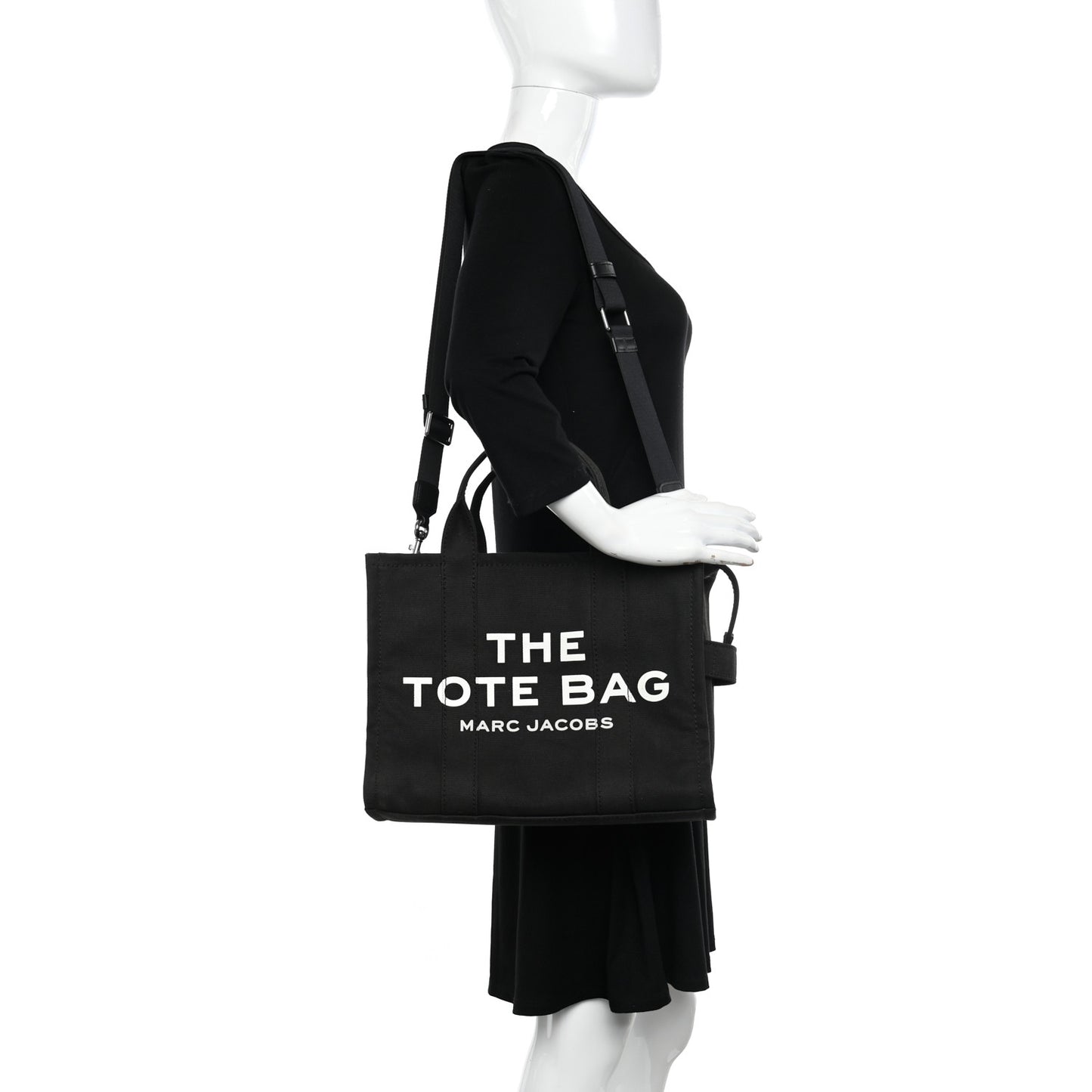 Cotton Canvas Medium The Traveler Tote Bag Black