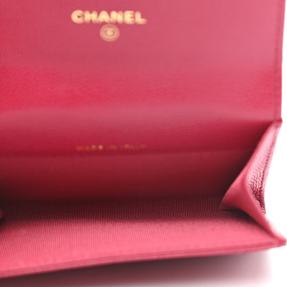 Chanel Caviar Quilted Flap Card Holder Wallet Dark Pink 7 of 11