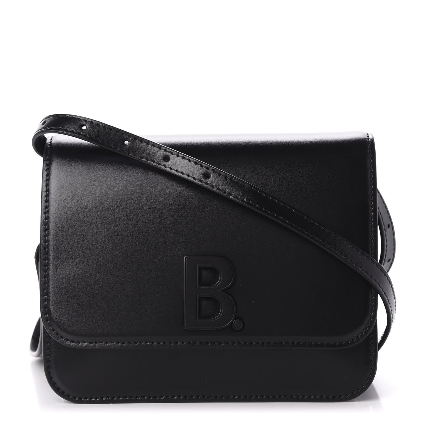 Shiny Box Calfskin Small B Bag Black