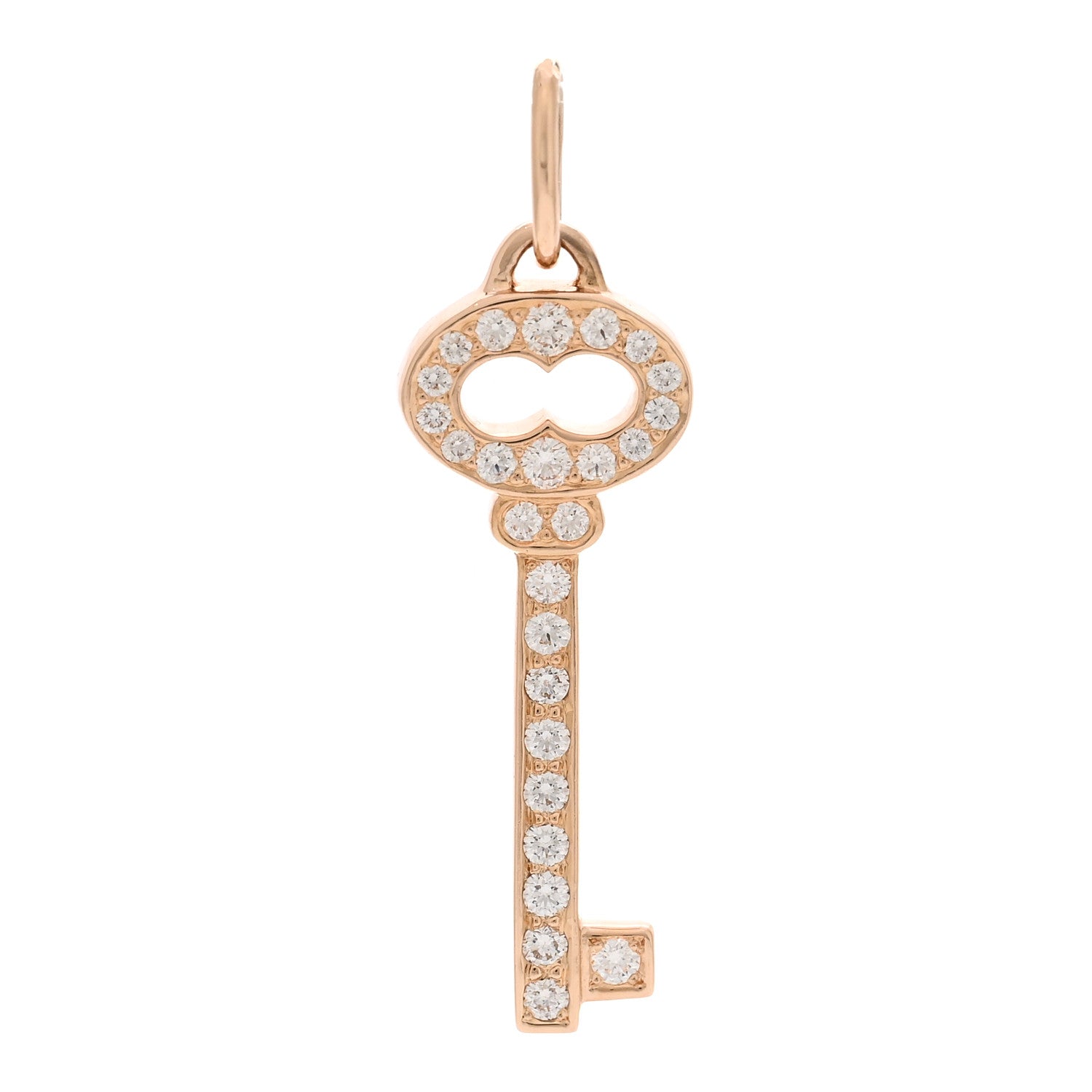 Tiffany 18K Rose Gold Diamond Mini Vintage Oval Key Pendant 1 of 4