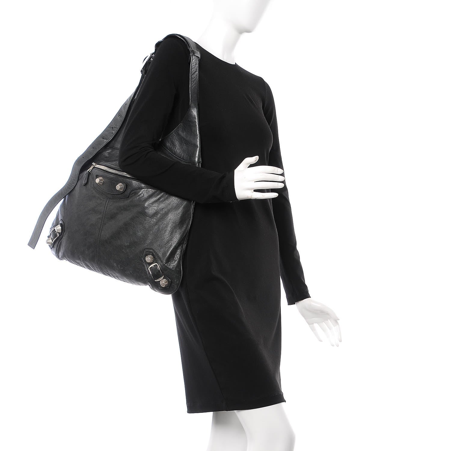 Balenciaga Chevre Giant 21 Silver Hardware Besace Hobo Black 2 of 10