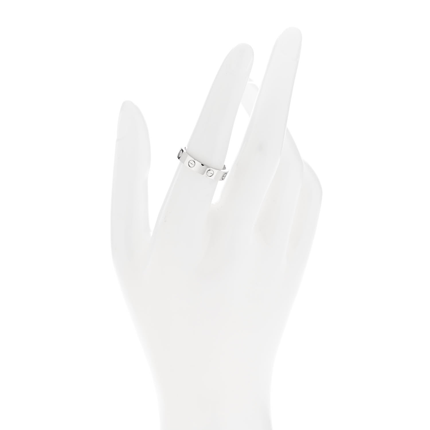 Cartier 18K White Gold Diamond 4mm LOVE Wedding Band Ring 54 6.75 2 of 6