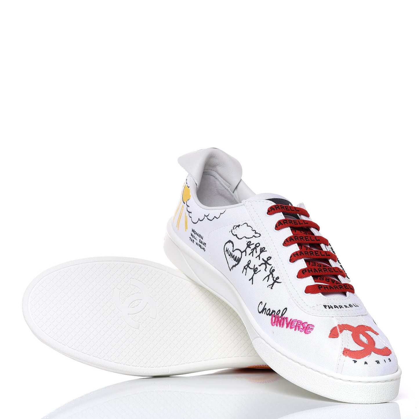 x Pharrell Williams Mens Calfskin Sneakers 45 White