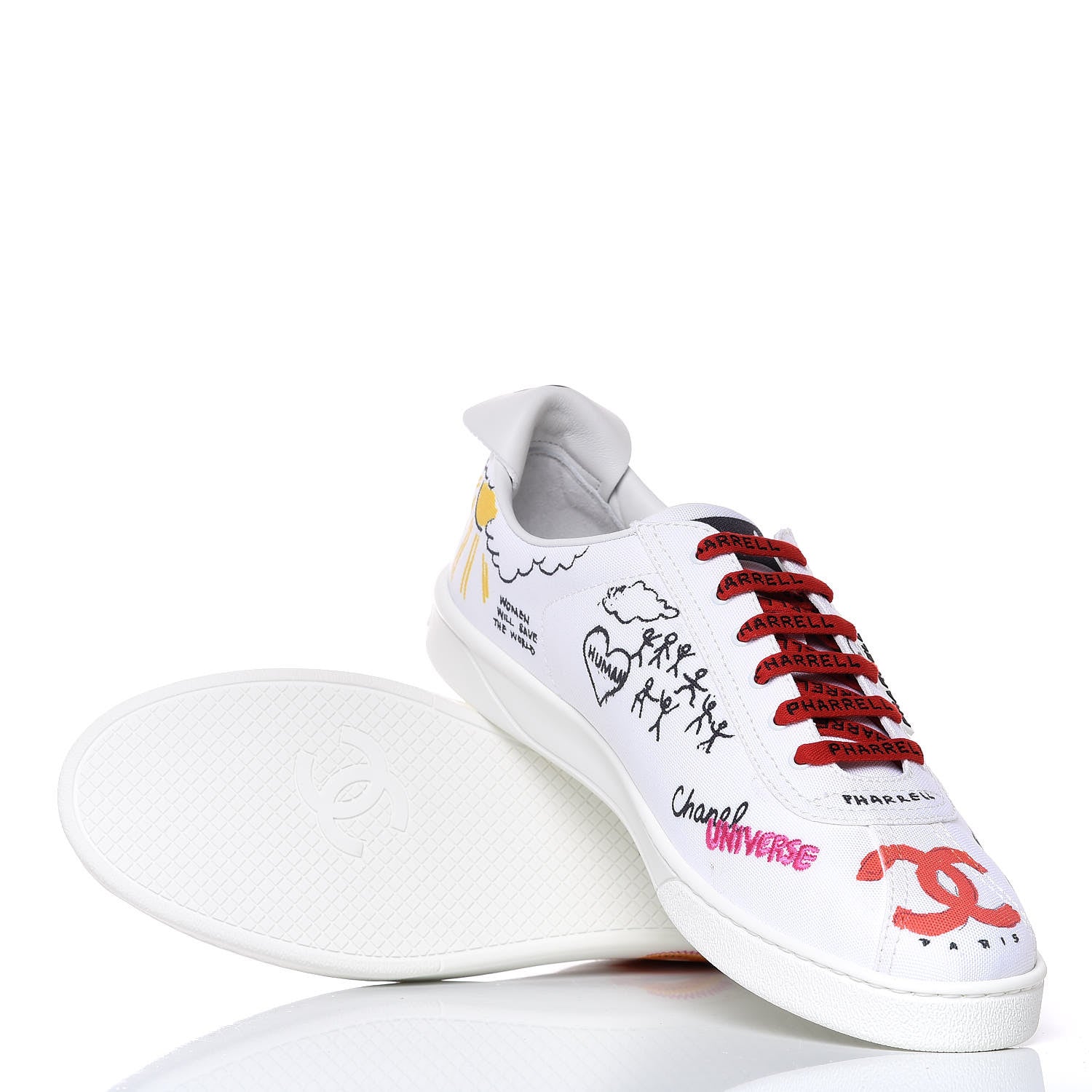 Chanel x Pharrell Williams Mens Calfskin Sneakers 45 White 16 of 17
