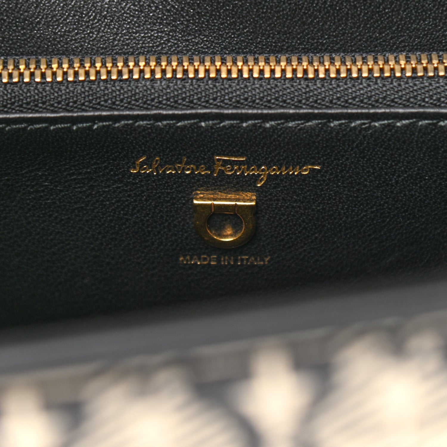 Salvatore Ferragamo Canvas Calfskin Gancini Medium Boxyz Black Beige 6 of 10