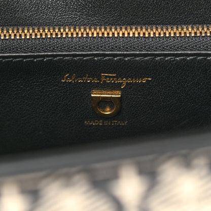 Salvatore Ferragamo Canvas Calfskin Gancini Medium Boxyz Black Beige 6 of 10