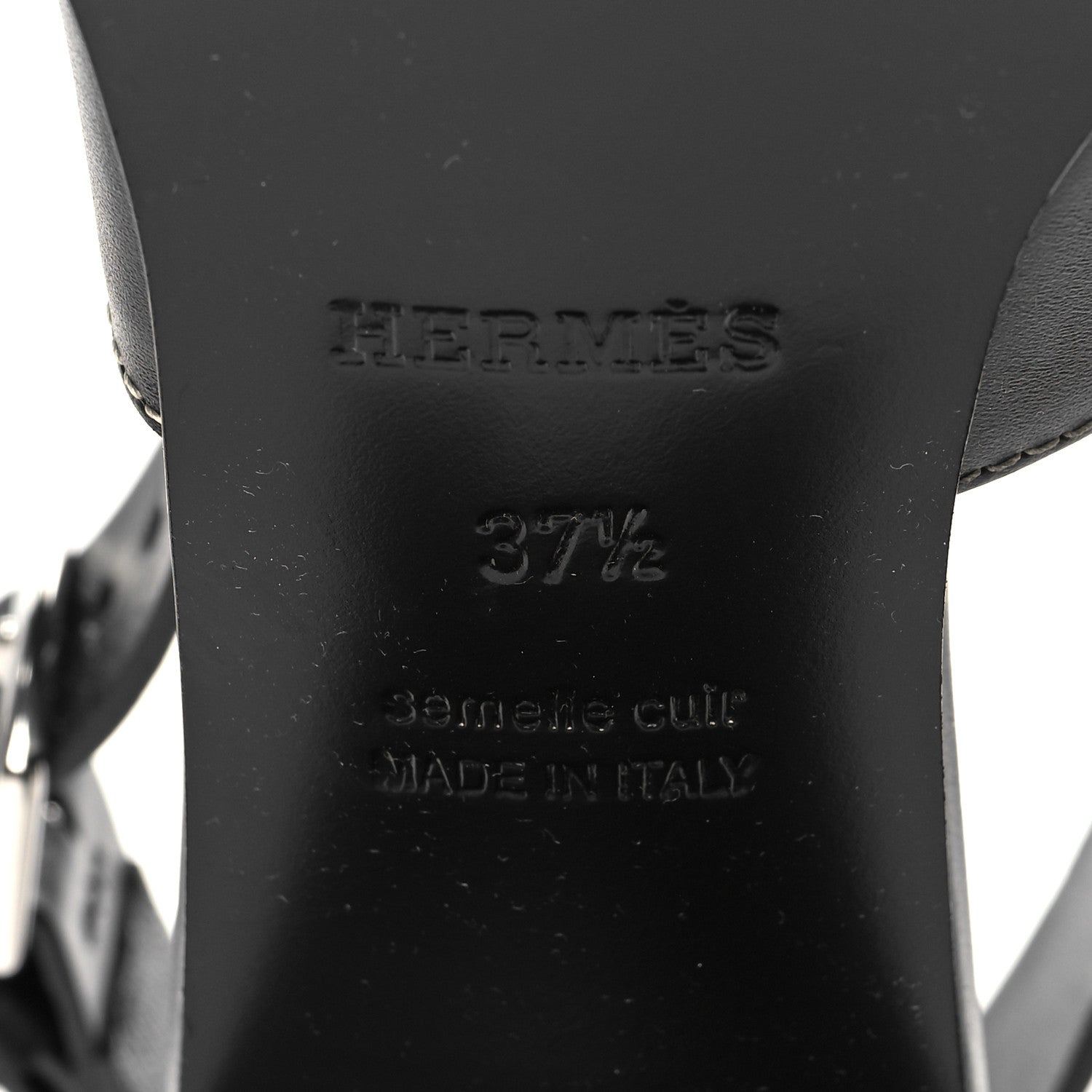 Hermes Calfskin Elbe 60 Sandals 37.5 Black 7 of 8