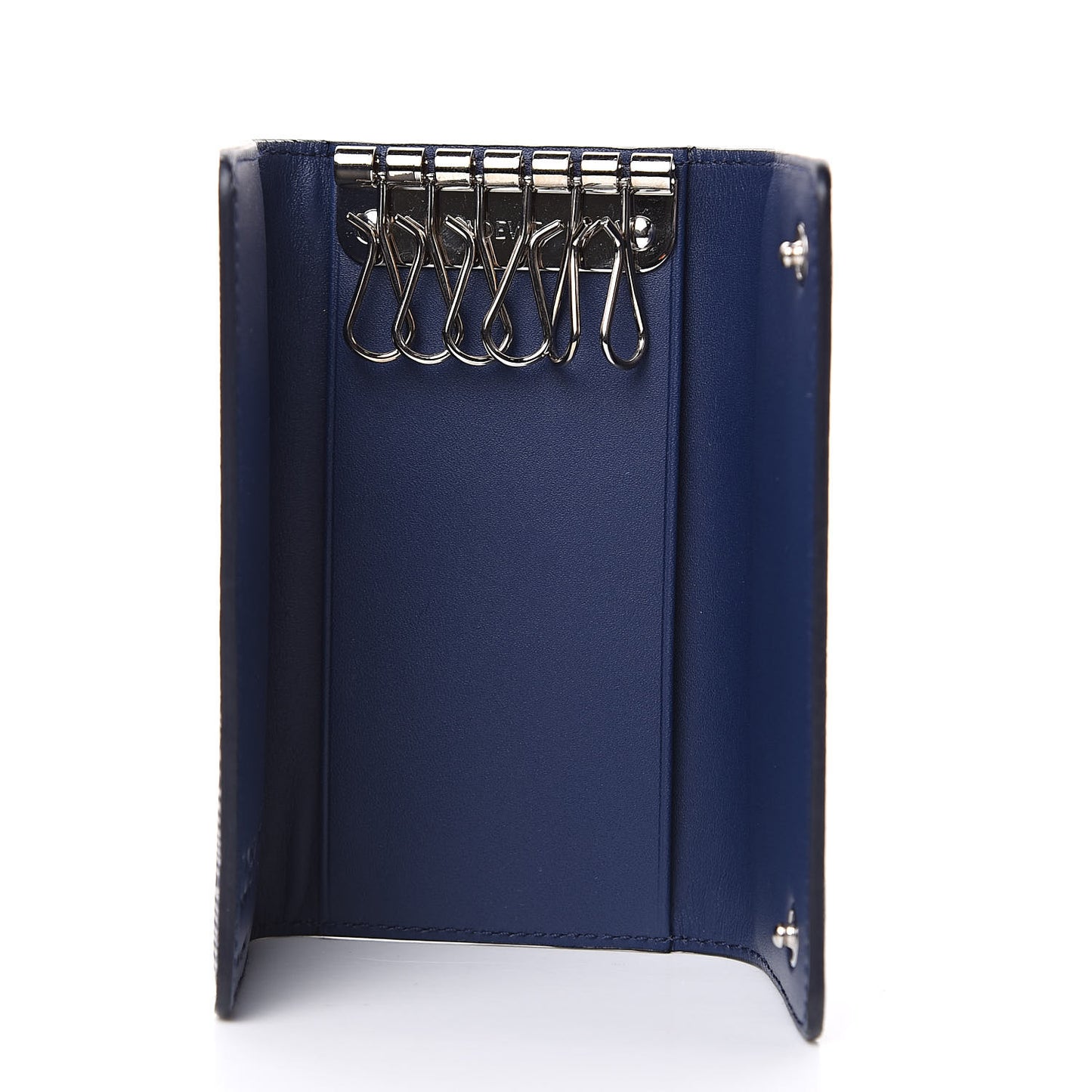 Textured Calfskin 6 Key Holder Electric Blue