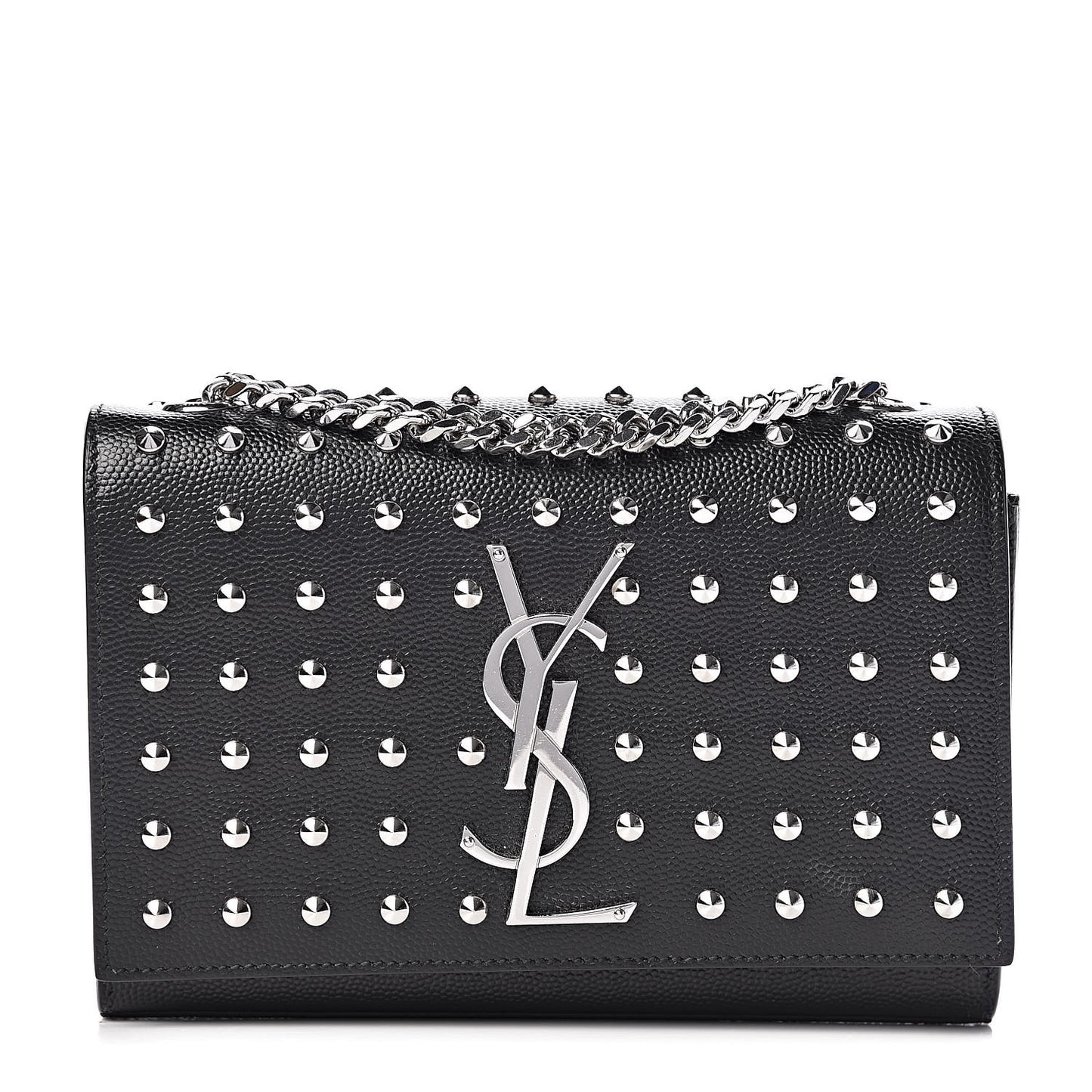 Calfskin Studded Small Monogram Kate Satchel Black