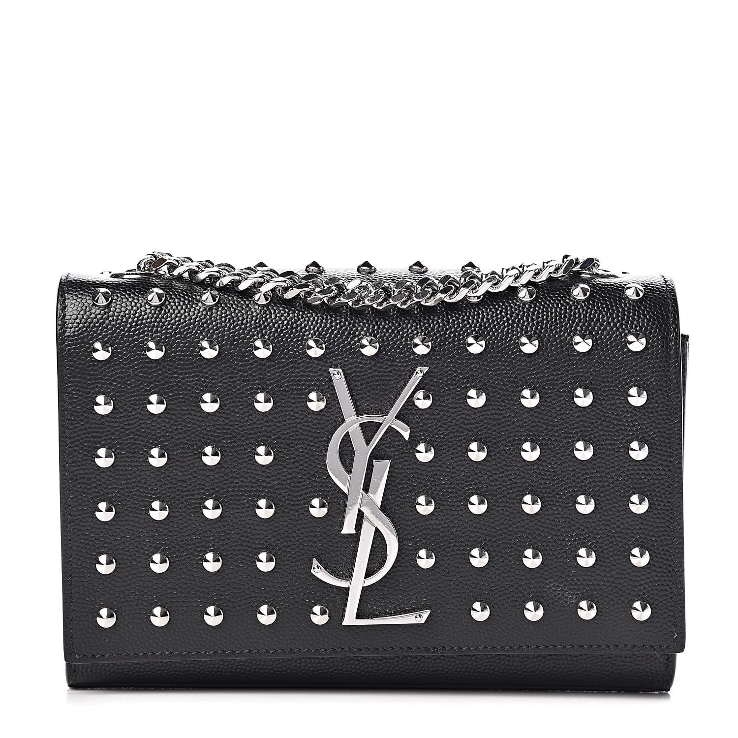 Saint Laurent Calfskin Studded Small Monogram Kate Satchel Black 1 of 10