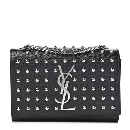 Saint Laurent Calfskin Studded Small Monogram Kate Satchel Black 1 of 10