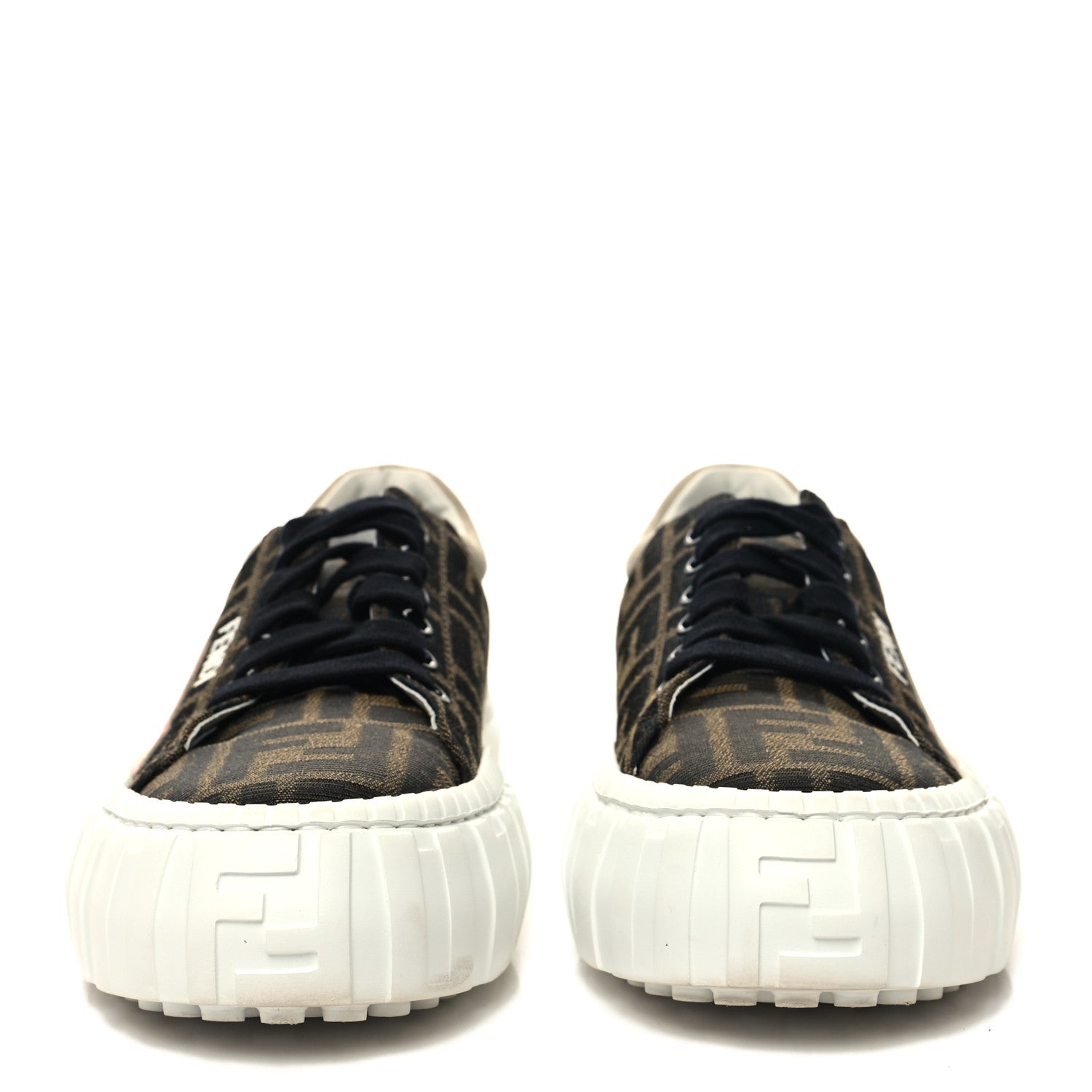Fendi Fabric Jacquard FF Rainbow Womens Fendi Force Low-Top Sneakers 36.5 Tobacco Black White Multicolor 2 of 8