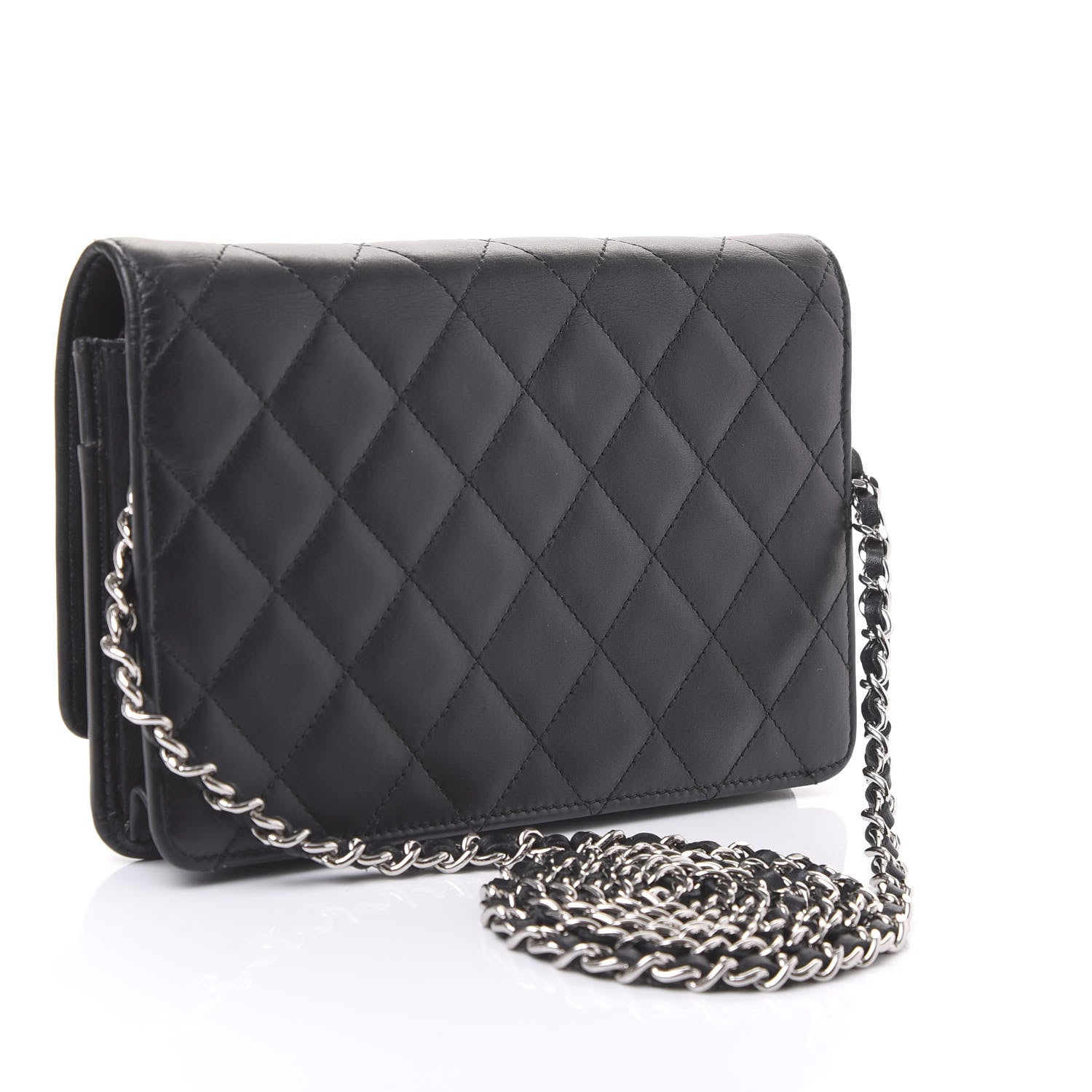Chanel Calfskin Quilted Cambon Wallet On Chain WOC Black 2 of 10