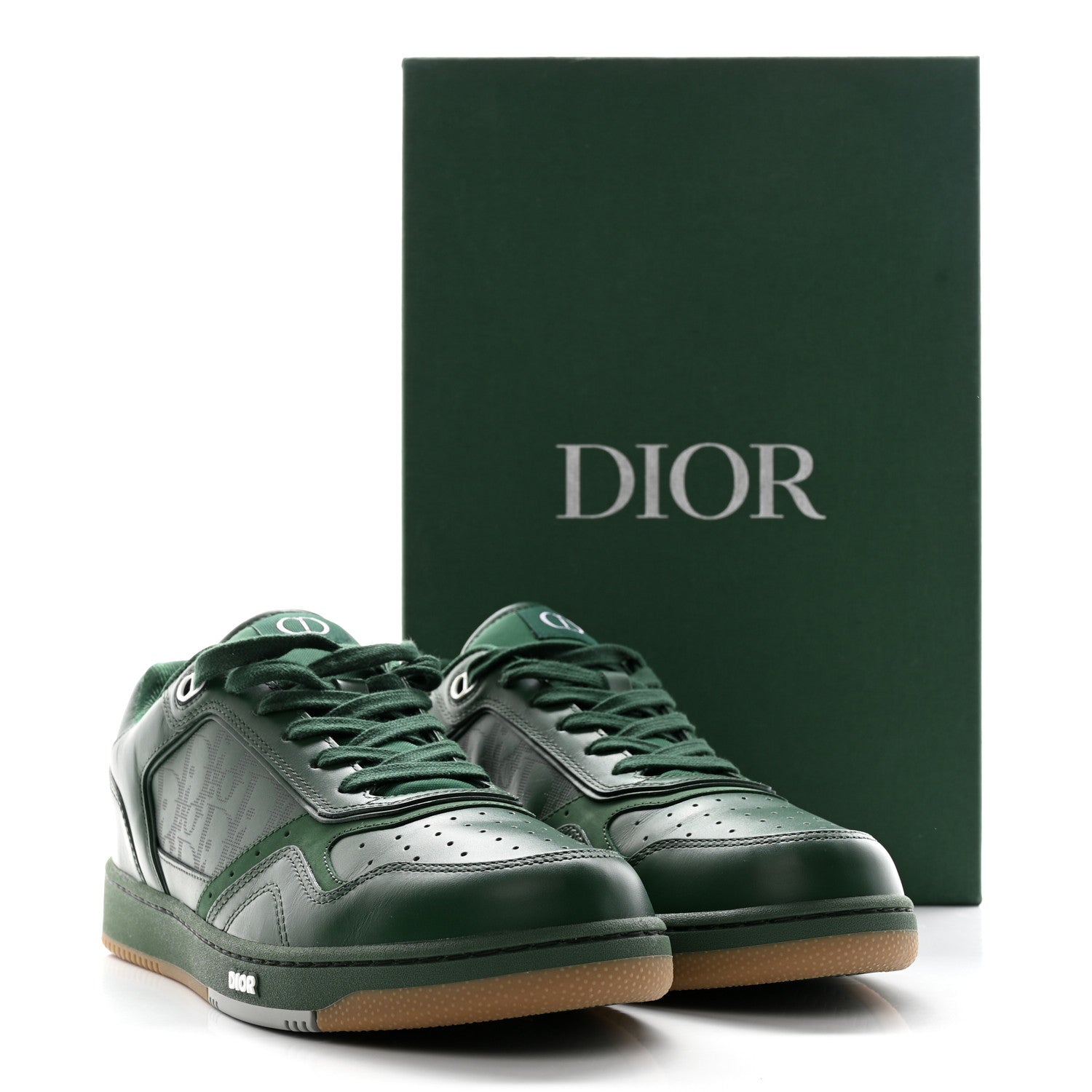 Christian Dior Smooth Calfskin Oblique Galaxy Mens B27 Low Top Sneakers 45 Green Beige 12 of 12