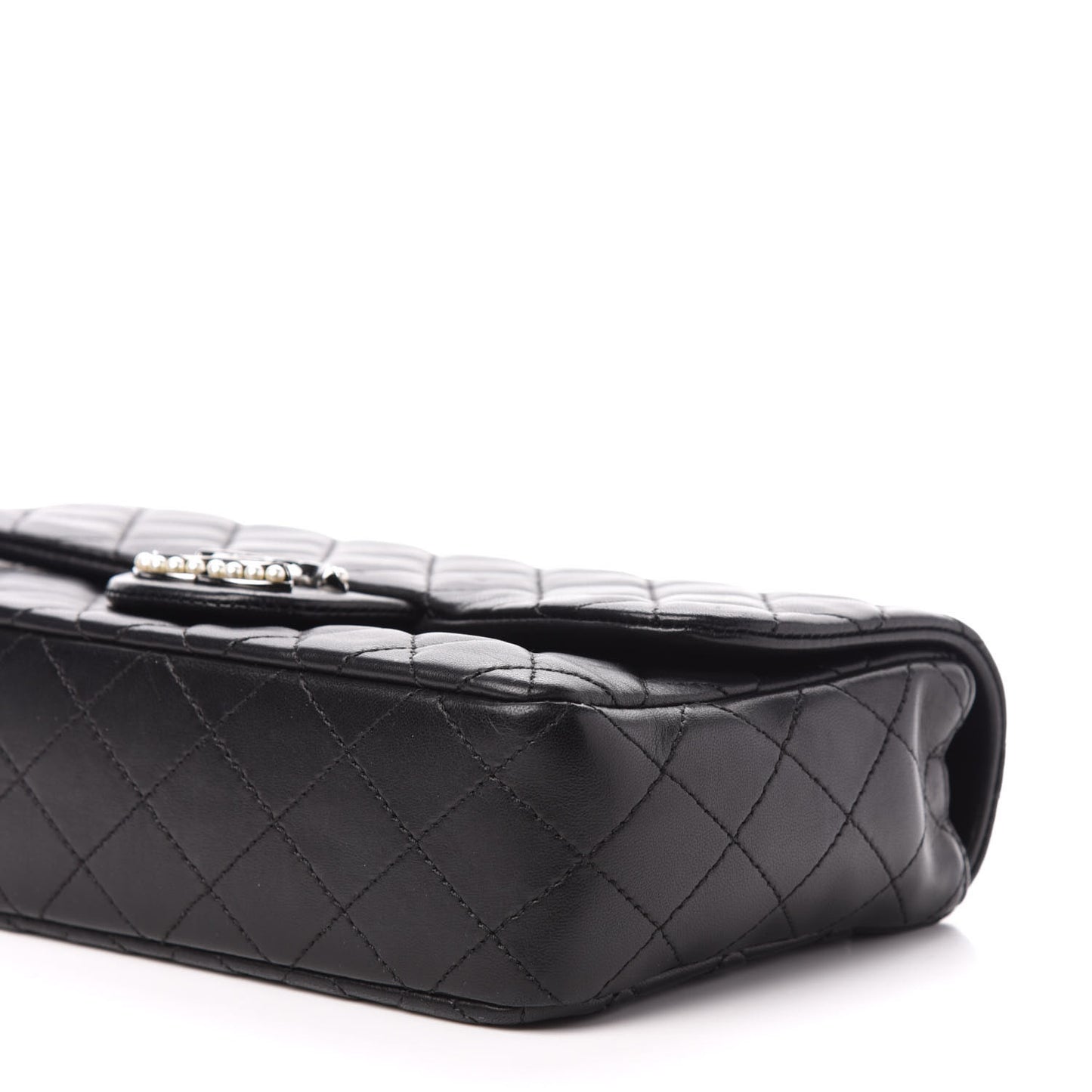 Lambskin Quilted Medium Westminster Pearl Flap Black