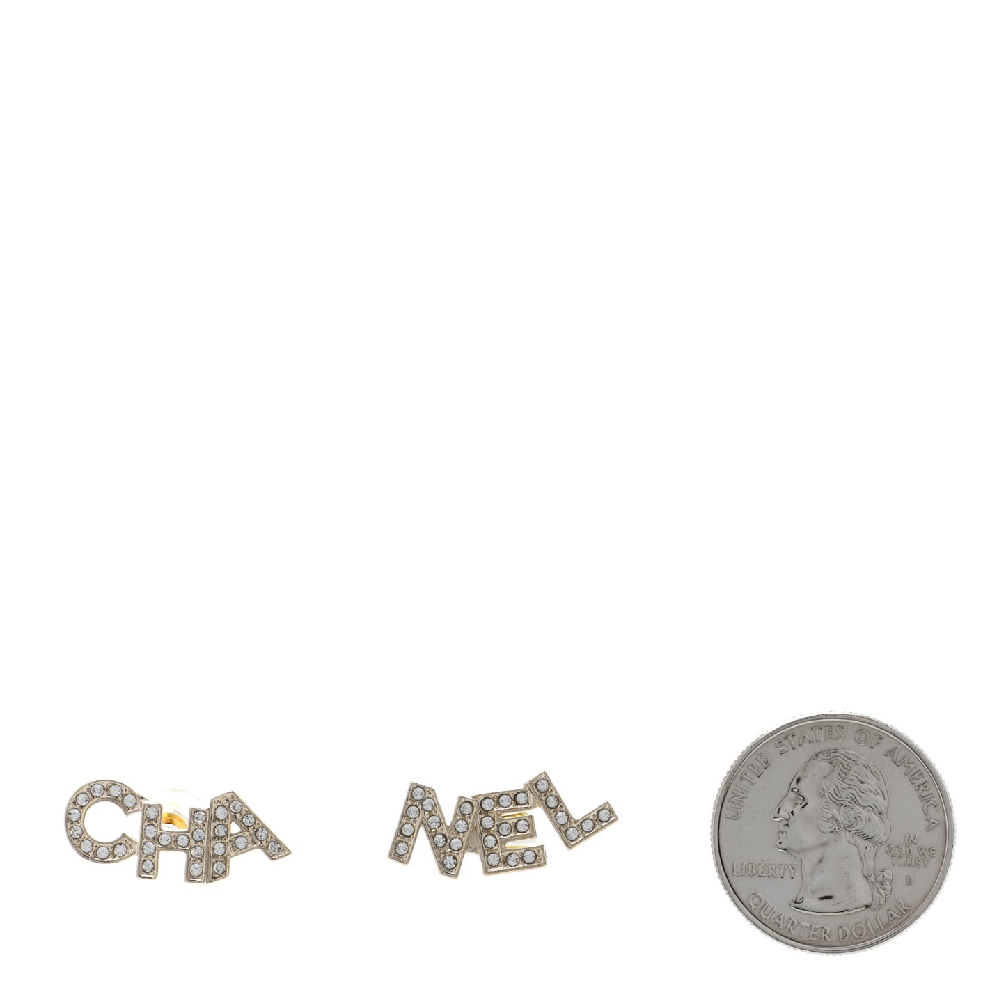 Crystal Cha-Nel Logo Earrings Gold