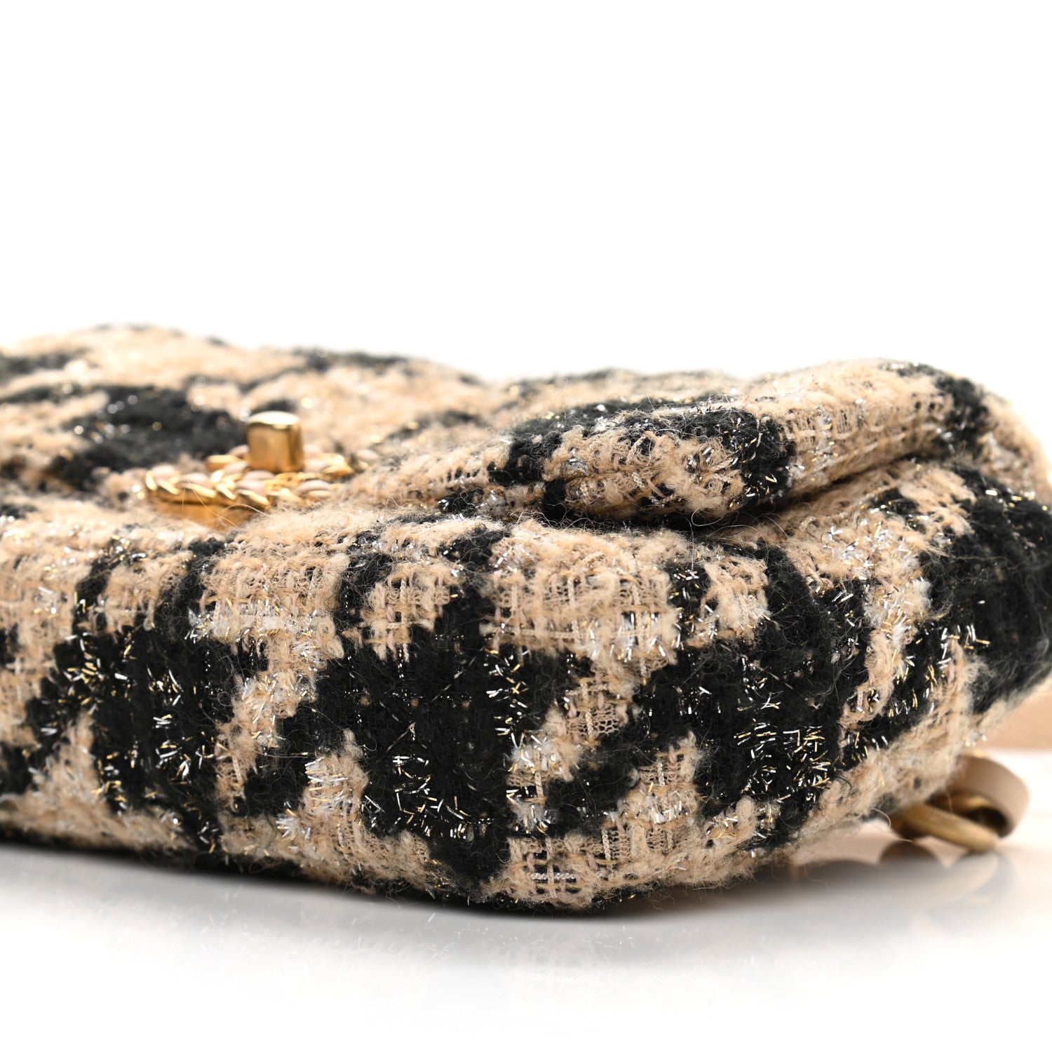 Chanel Tweed Quilted Chanel 19 Waist Bag Beige Black 8 of 9