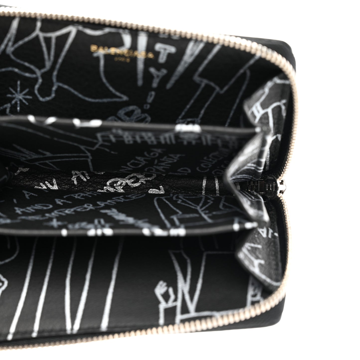 Calfskin Printed Tattoo Everyday Continental Mini Zip Around Wallet Black