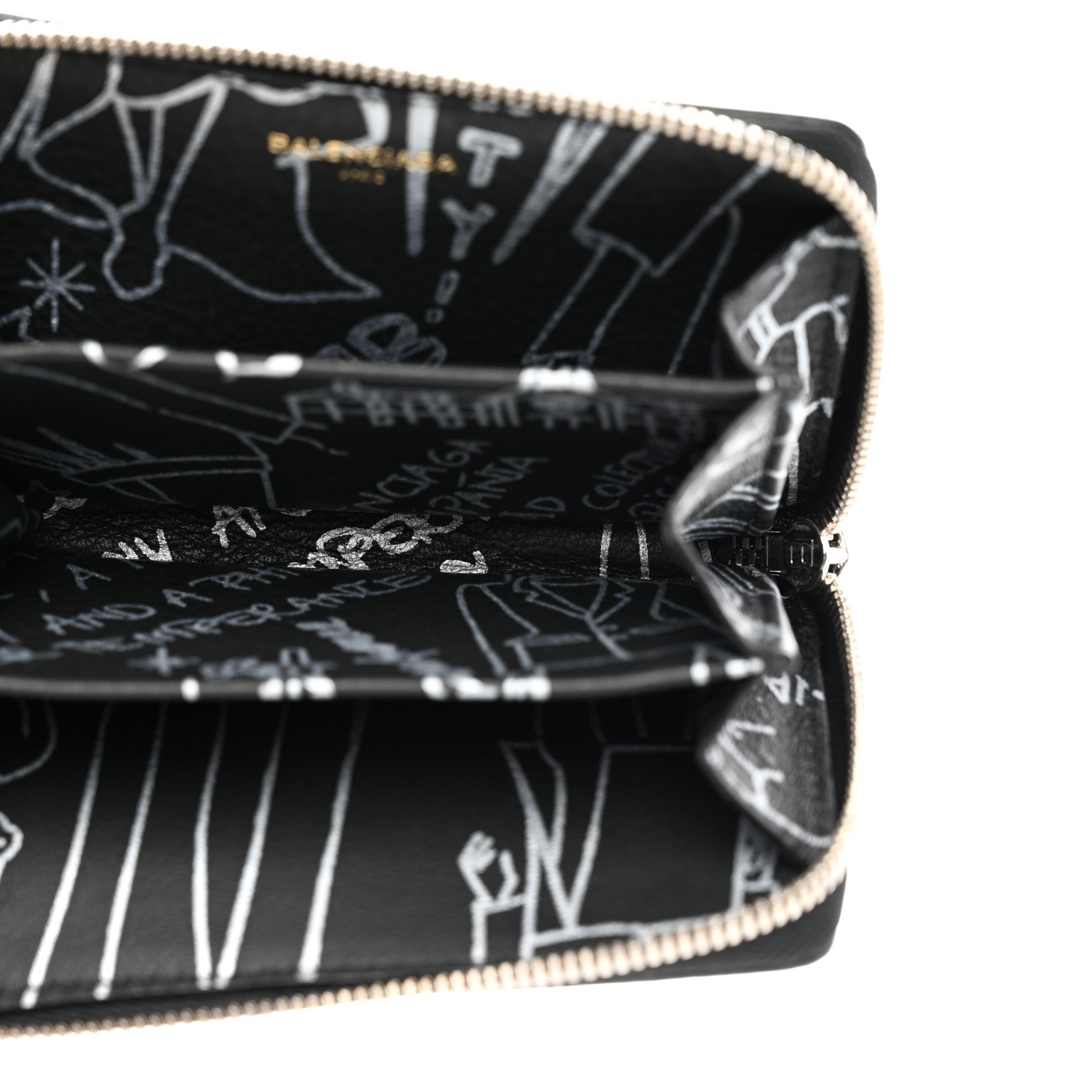 Balenciaga Calfskin Printed Tattoo Everyday Continental Mini Zip Around Wallet Black 5 of 6