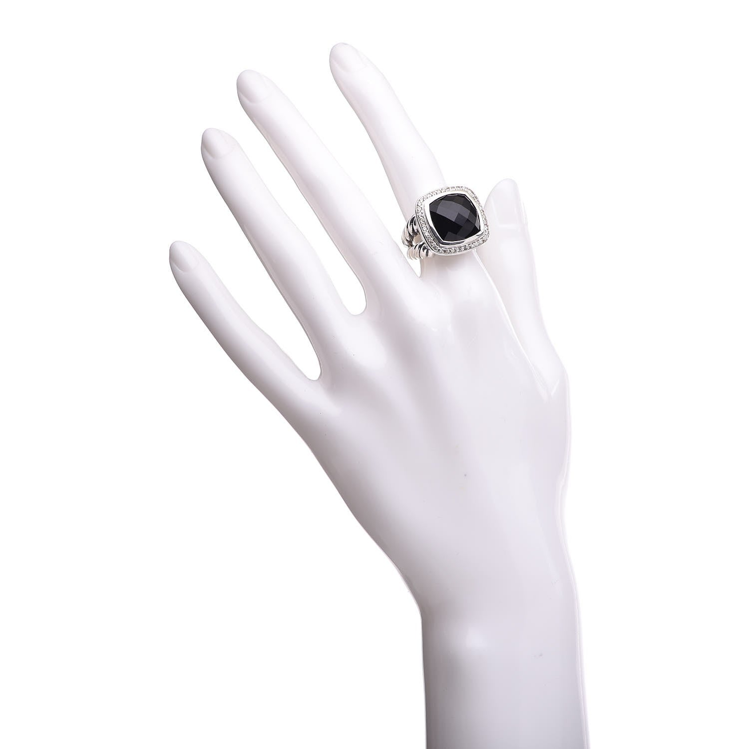 David Yurman Sterling Silver Diamond Black Onyx 14mm Albion Ring 50 5.25 2 of 6