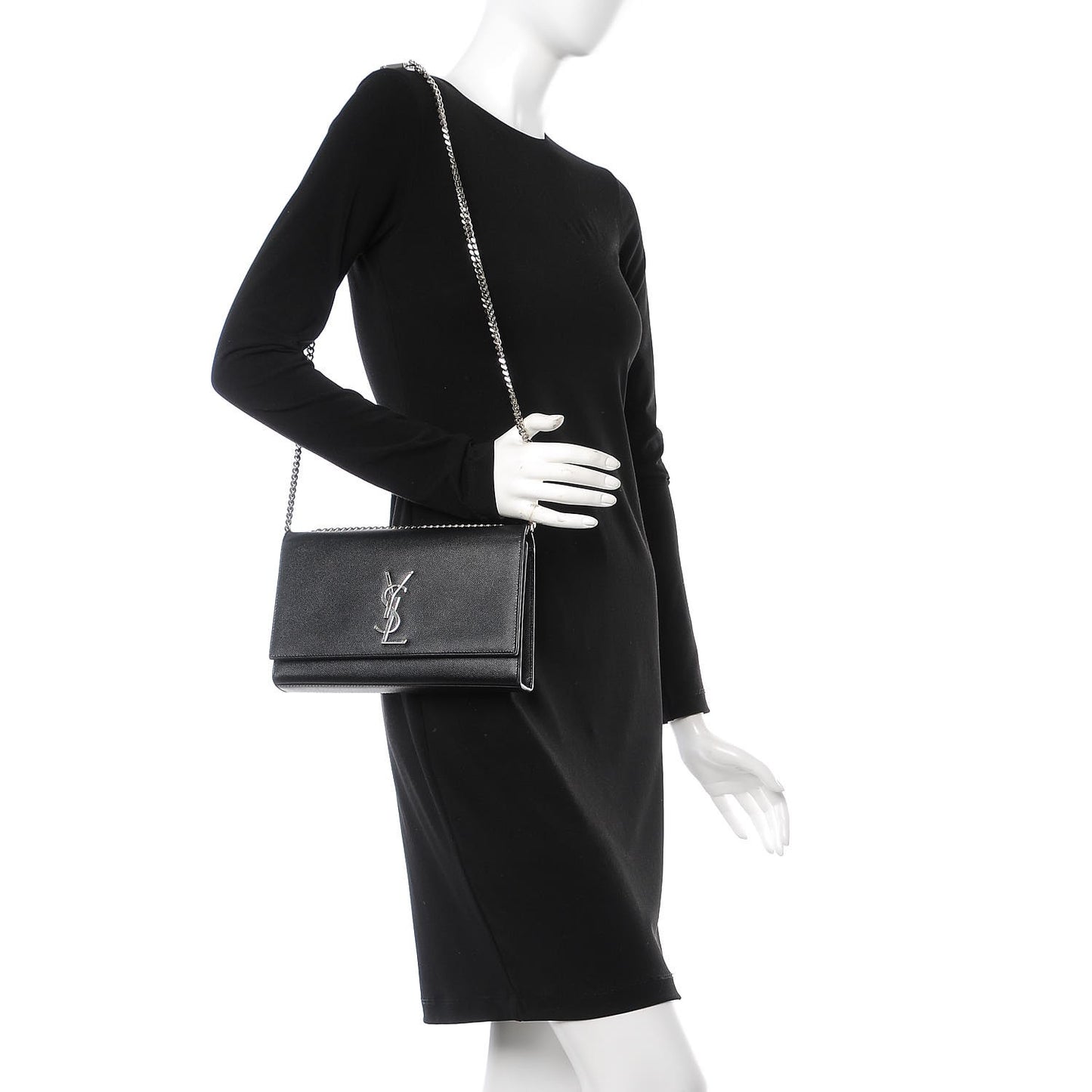Grain De Poudre Medium Classic Monogram Kate Satchel Black