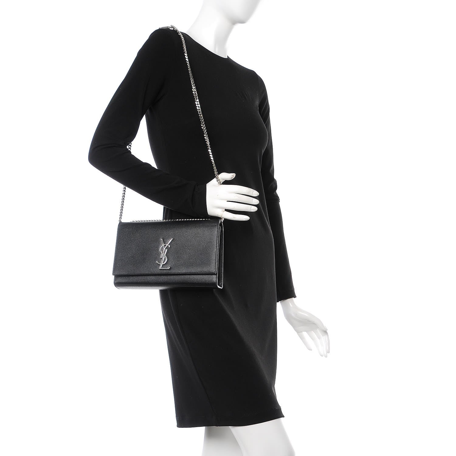 Saint Laurent Grain De Poudre Medium Classic Monogram Kate Satchel Black 2 of 8