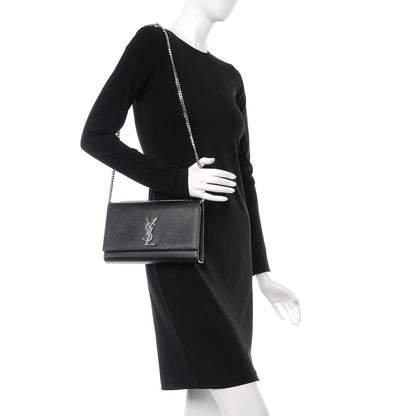 Saint Laurent Grain De Poudre Medium Classic Monogram Kate Satchel Black 2 of 8