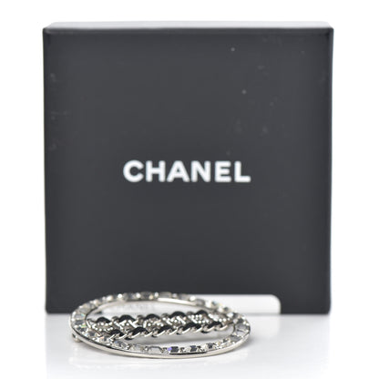 Chanel Lambskin Baguette Crystal Logo Brooch Black Silver 5 of 5