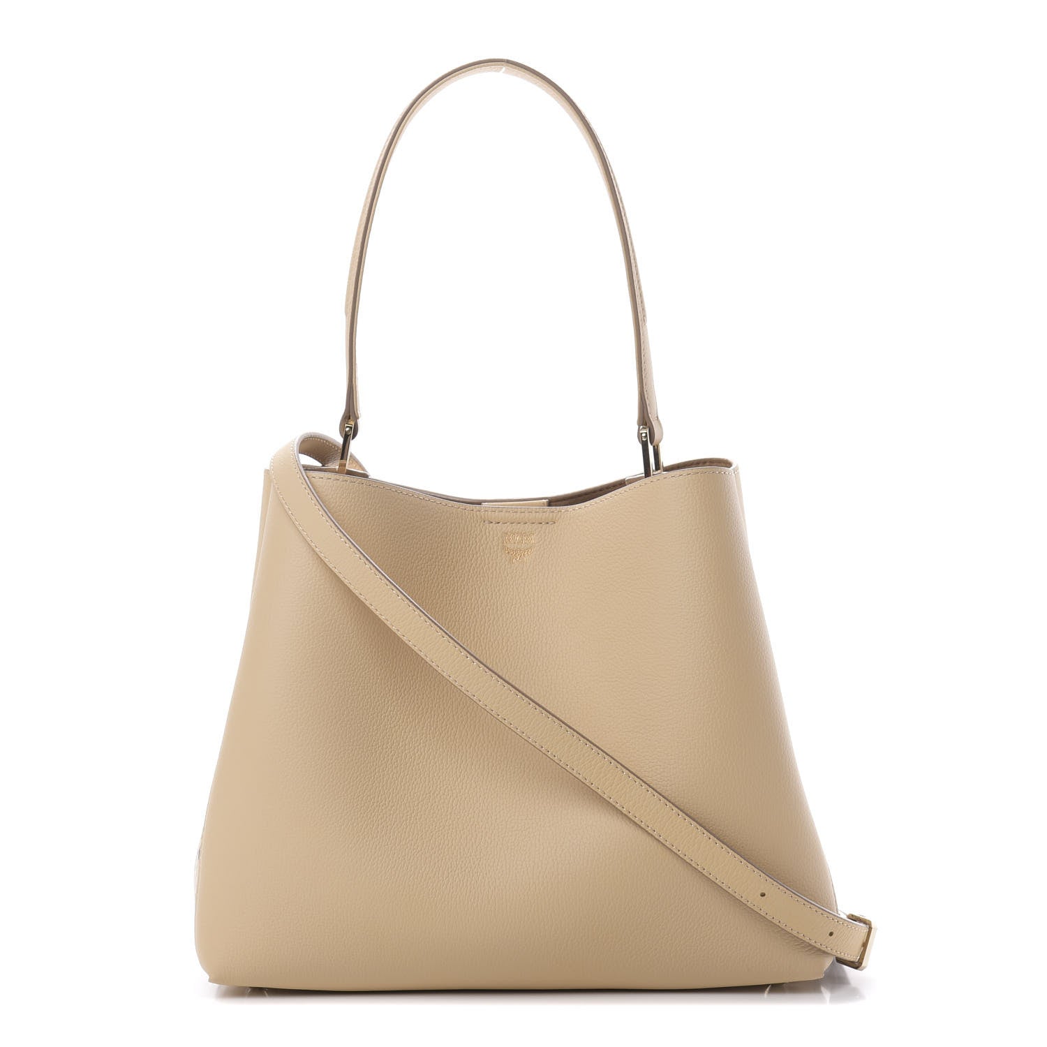 MCM Grained Calfskin Visetos Medium Sarah Hobo Latte Beige 1 of 10