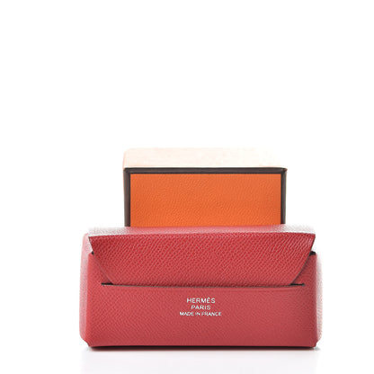Hermes Grained Madame Calfskin Lipstick Case with Mirror Rouge Piment 9 of 9